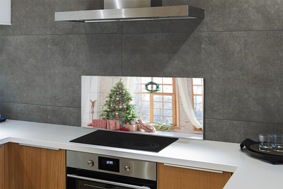 Painel de vidro presentes de árvore de natal