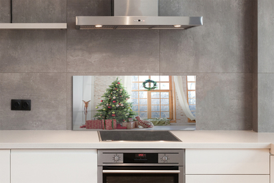 Painel de vidro presentes de árvore de natal