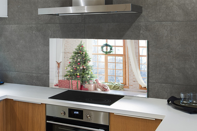 Painel de vidro presentes de árvore de natal