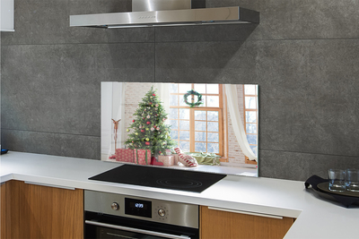 Painel de vidro presentes de árvore de natal