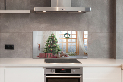 Painel de vidro presentes de árvore de natal