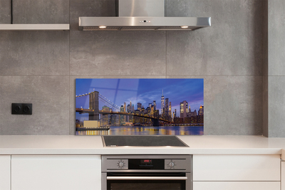 Painel de vidro Panorama do pôr do sol da ponte