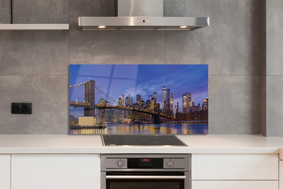 Painel de vidro Panorama do pôr do sol da ponte