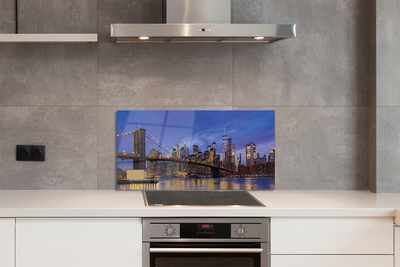 Painel de vidro Panorama do pôr do sol da ponte