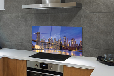 Painel de vidro Panorama do pôr do sol da ponte