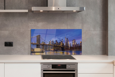 Painel de vidro Panorama do pôr do sol da ponte