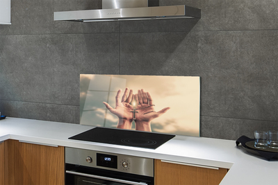 Painel de vidro Mãos cruzam o céu