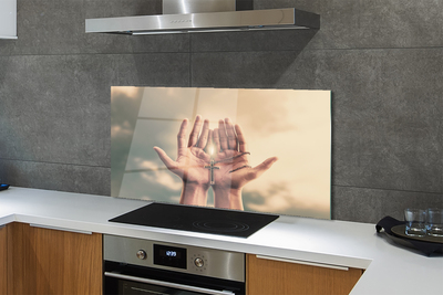 Painel de vidro Mãos cruzam o céu