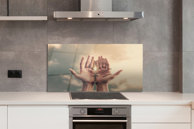 Painel de vidro Mãos cruzam o céu