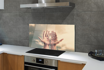 Painel de vidro Mãos cruzam o céu