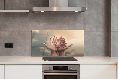 Painel de vidro Mãos cruzam o céu