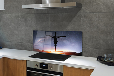 Painel de vidro Jesus crucificado céu