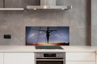 Painel de vidro Jesus crucificado céu