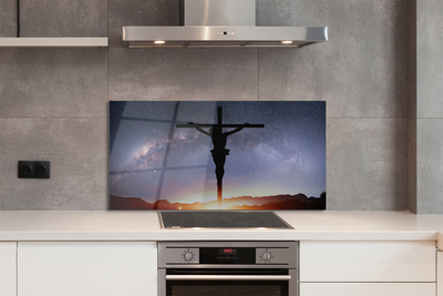 Painel de vidro Jesus crucificado céu