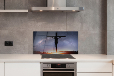 Painel de vidro Jesus crucificado céu