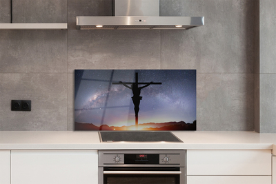 Painel de vidro Jesus crucificado céu