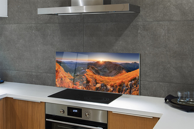 Painel de vidro Pôr do sol na montanha