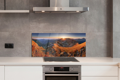 Painel de vidro Pôr do sol na montanha