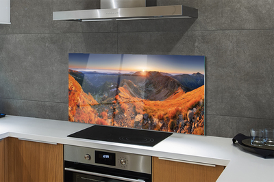 Painel de vidro Pôr do sol na montanha