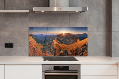 Painel de vidro Pôr do sol na montanha