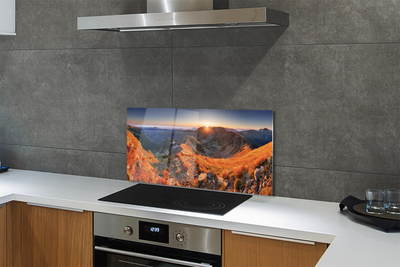 Painel de vidro Pôr do sol na montanha