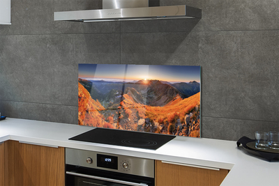 Painel de vidro Pôr do sol na montanha