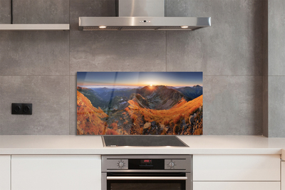 Painel de vidro Pôr do sol na montanha