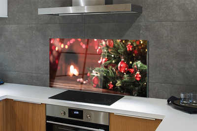 Painel de vidro Enfeites de árvore de Natal, luzes, presentes