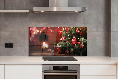 Painel de vidro Enfeites de árvore de Natal, luzes, presentes