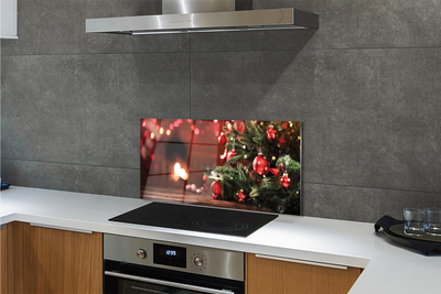 Painel de vidro Enfeites de árvore de Natal, luzes, presentes