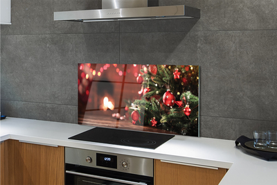 Painel de vidro Enfeites de árvore de Natal, luzes, presentes