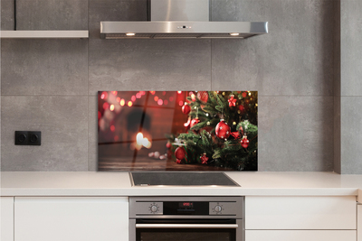 Painel de vidro Enfeites de árvore de Natal, luzes, presentes