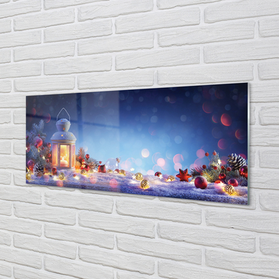 Painel de vidro Lanterna de galhos de neve