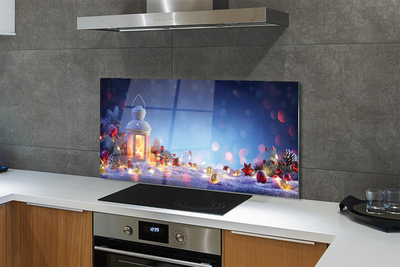 Painel de vidro Lanterna de galhos de neve