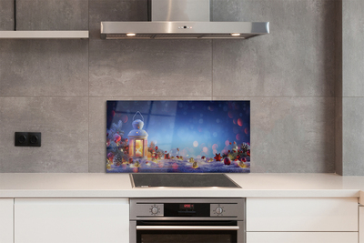 Painel de vidro Lanterna de galhos de neve