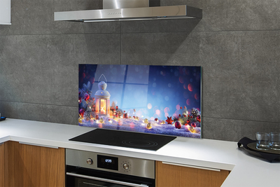 Painel de vidro Lanterna de galhos de neve