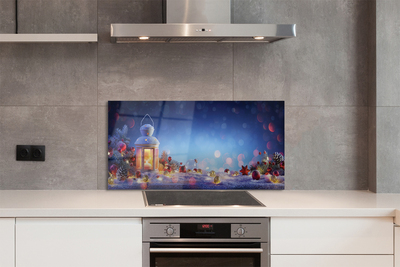 Painel de vidro Lanterna de galhos de neve