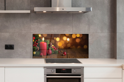 Painel de vidro Vela, galhos, enfeites, tábuas