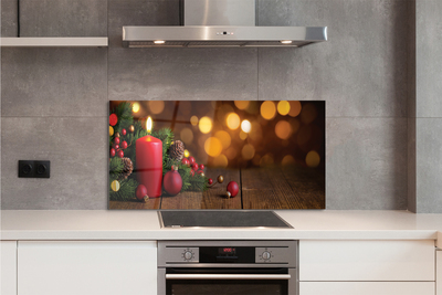 Painel de vidro Vela, galhos, enfeites, tábuas