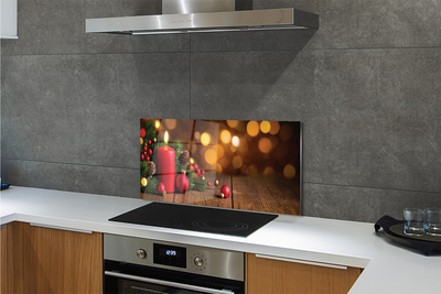 Painel de vidro Vela, galhos, enfeites, tábuas