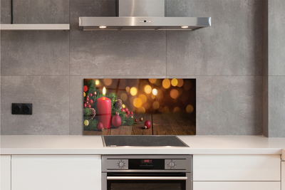 Painel de vidro Vela, galhos, enfeites, tábuas