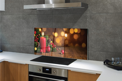 Painel de vidro Vela, galhos, enfeites, tábuas