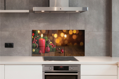 Painel de vidro Vela, galhos, enfeites, tábuas