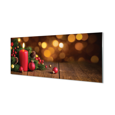 Painel de vidro Vela, galhos, enfeites, tábuas