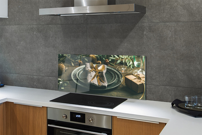 Painel de vidro Prato, talheres, enfeites, presentes