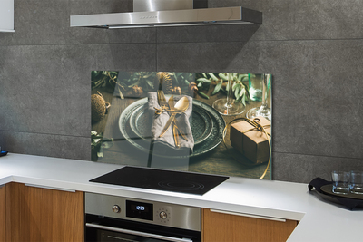 Painel de vidro Prato, talheres, enfeites, presentes