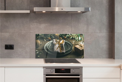 Painel de vidro Prato, talheres, enfeites, presentes