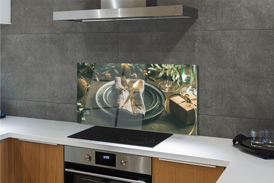 Painel de vidro Prato, talheres, enfeites, presentes