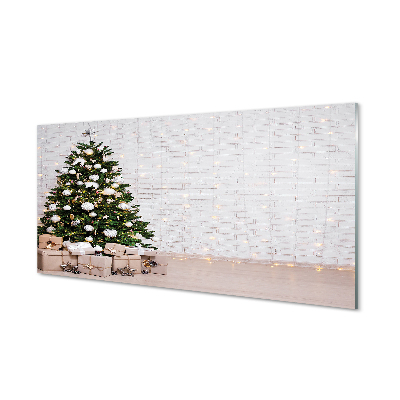 Painel de vidro Árvores de Natal, presentes, decorações
