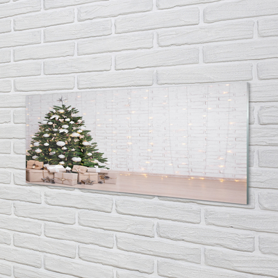 Painel de vidro Árvores de Natal, presentes, decorações
